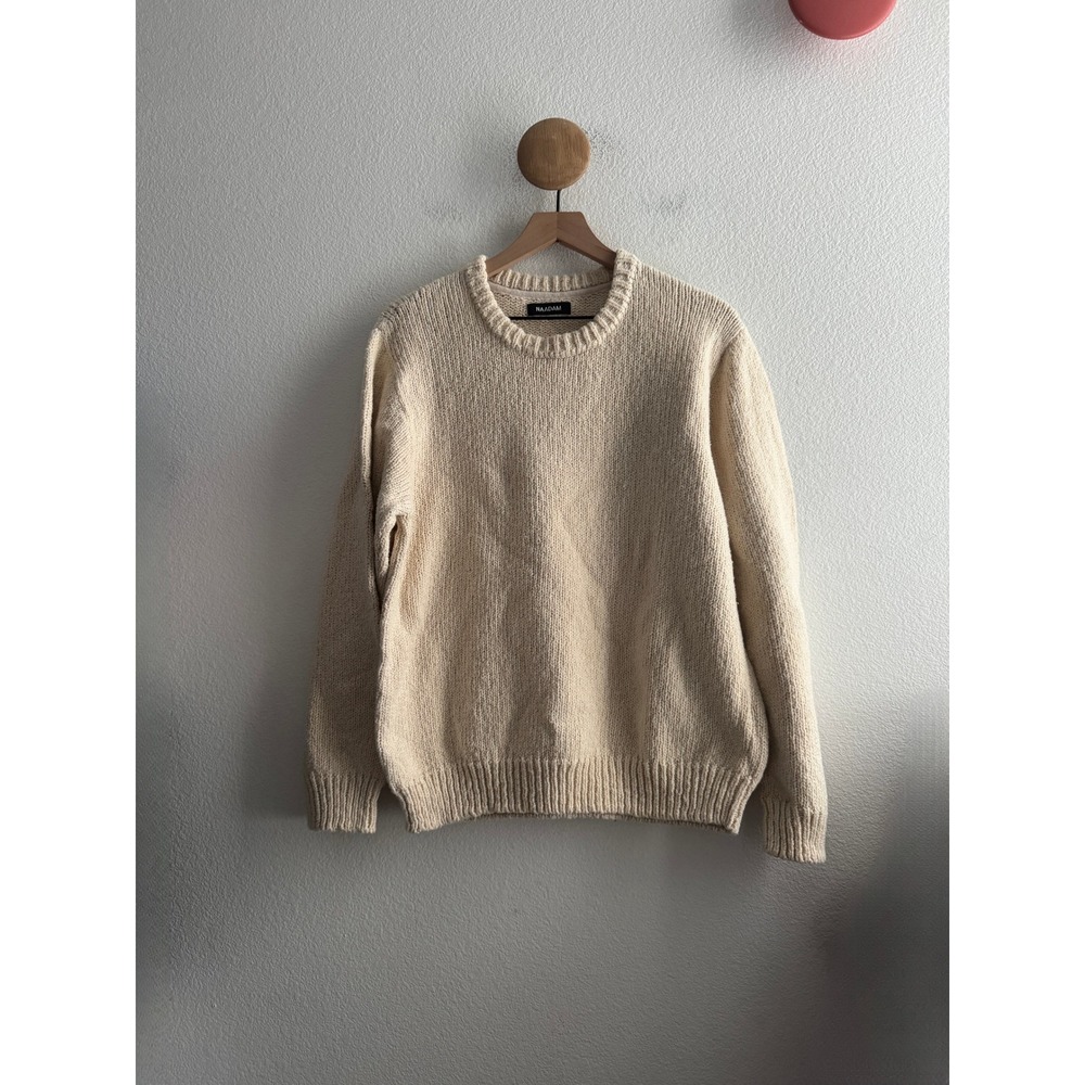 NAADAM Cream Cotton Chunky Knit Crewneck Sweater Womens XL